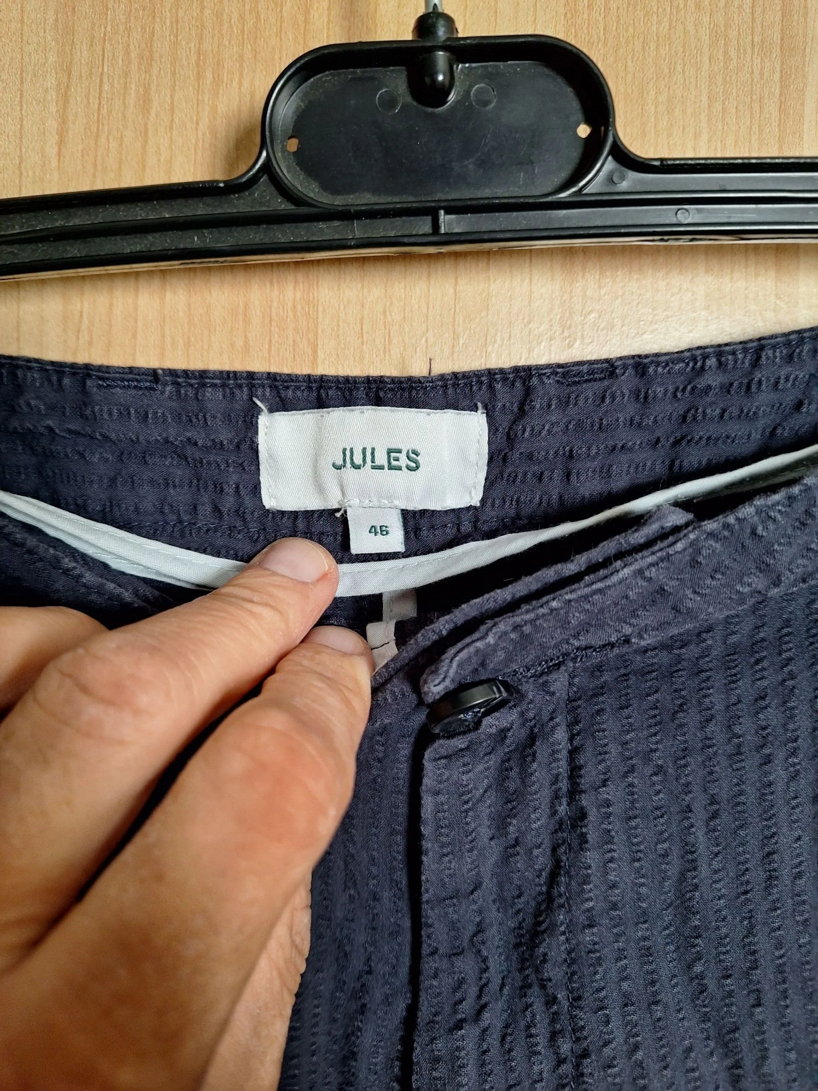 Calça reta Jules azul marinho 46 algodão texturizado – photo 4